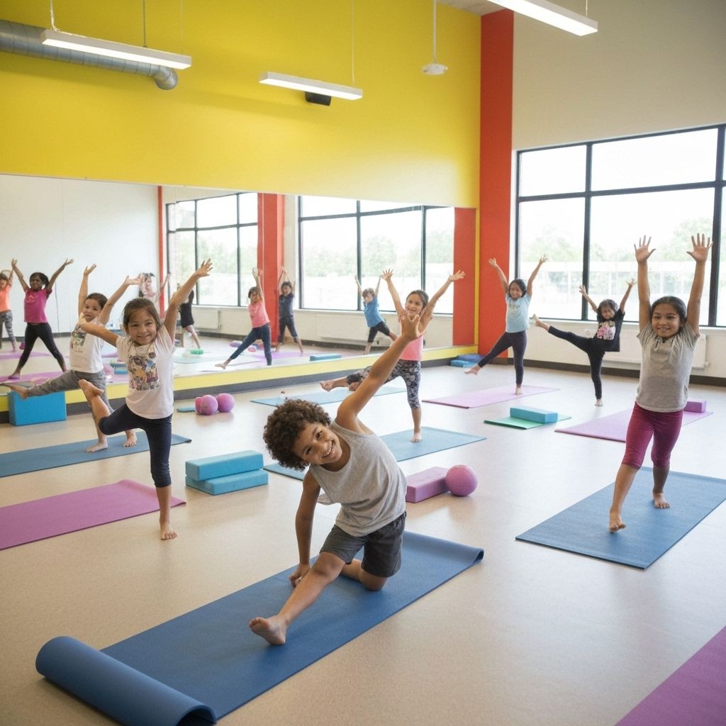 Kids doing yoga and stretching